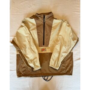 Nike Packable Windbreaker Jacket Women's Medium Tan Beige Colorblock Half Zip